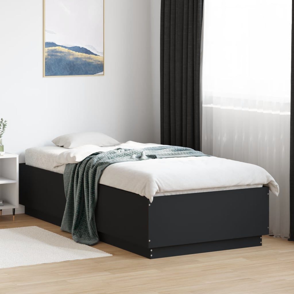 sengeramme 90x200 cm konstrueret træ sort