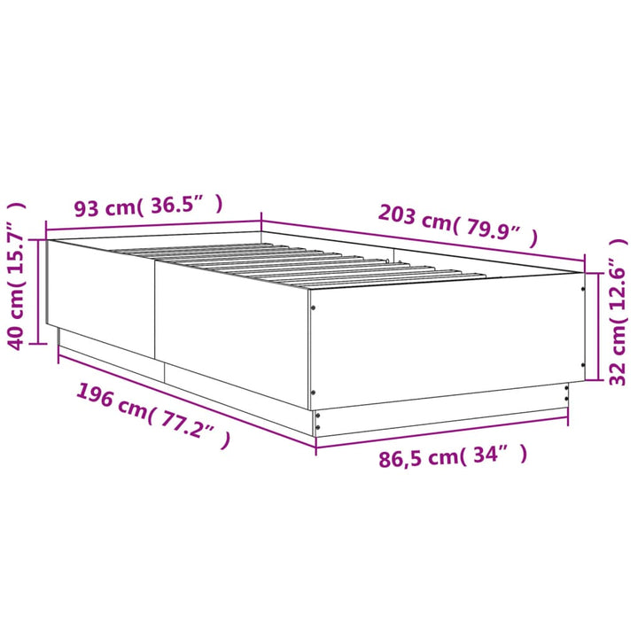 sengeramme 90x200 cm konstrueret træ betongrå