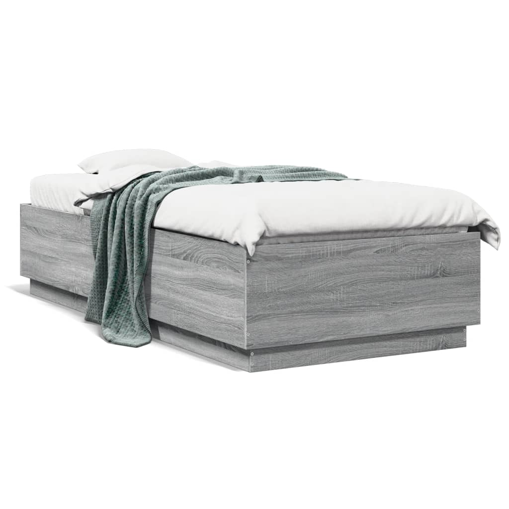 sengeramme 90x200 cm konstrueret træ grå sonoma-eg