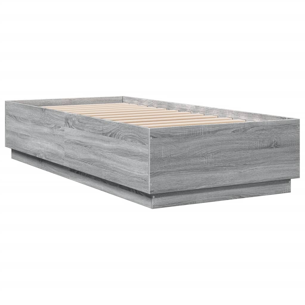 sengeramme 90x200 cm konstrueret træ grå sonoma-eg