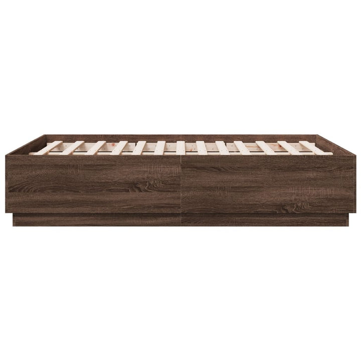 sengestel 135x190 cm konstrueret træ brun eg