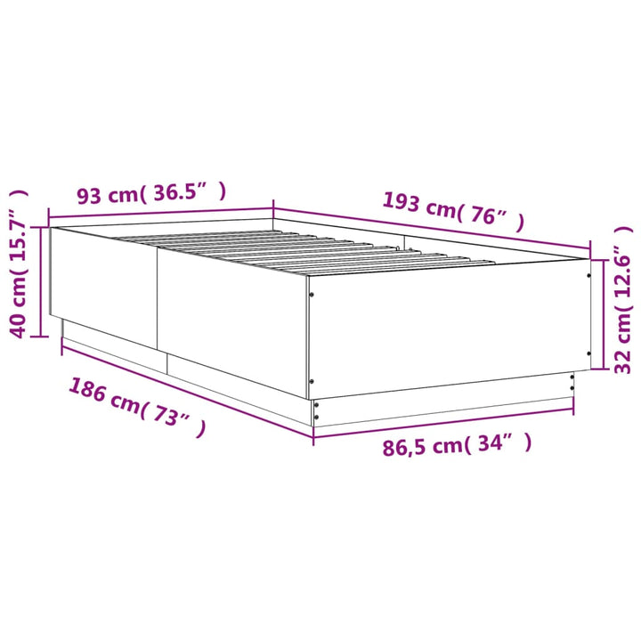 sengeramme 90x190 cm konstrueret træ sonoma-eg
