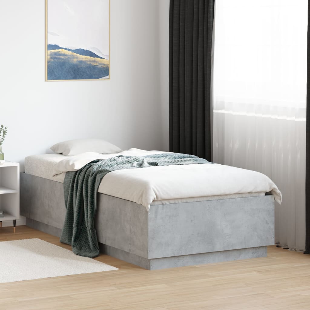 sengeramme 75x190 cm konstrueret træ betongrå