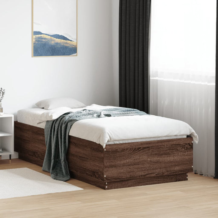 sengeramme 75x190 cm konstrueret træ brun egetræsfarve