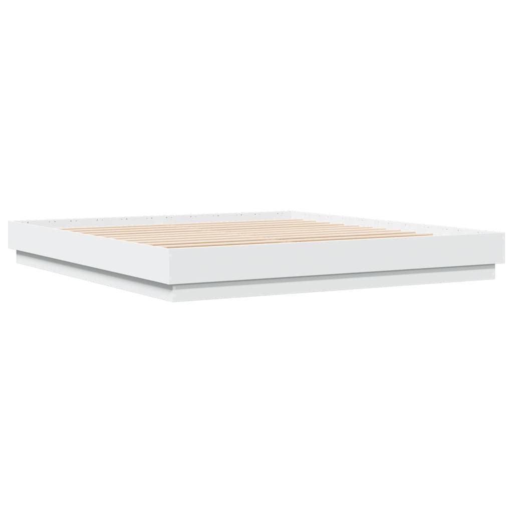 sengeramme med LED-lys 200x200 cm hvid