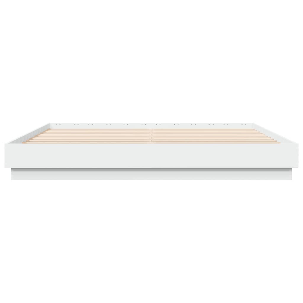sengeramme med LED-lys 200x200 cm hvid