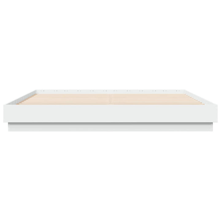 sengeramme med LED-lys 200x200 cm hvid