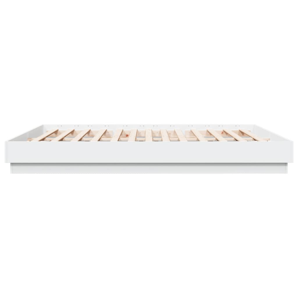 sengeramme med LED-lys 200x200 cm hvid