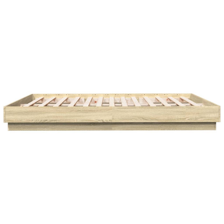 sengeramme med LED-lys 200x200 cm sonoma-eg