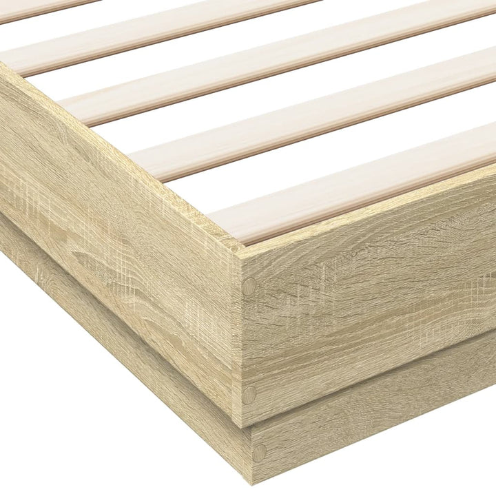 sengeramme med LED-lys 200x200 cm sonoma-eg