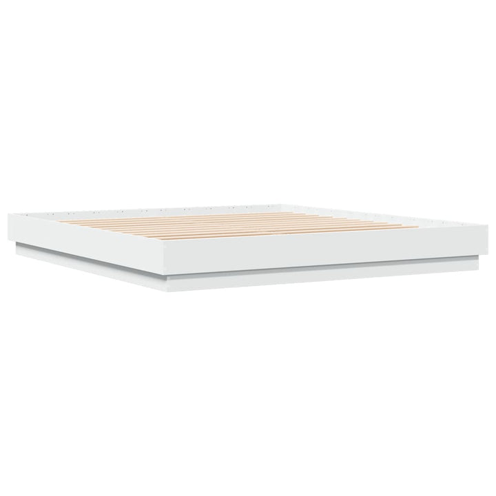 sengeramme med LED-lys 180x200 cm hvid