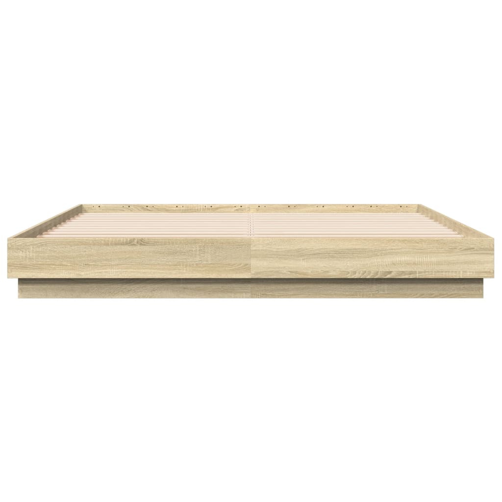 sengeramme med LED-lys 180x200 cm sonoma-eg