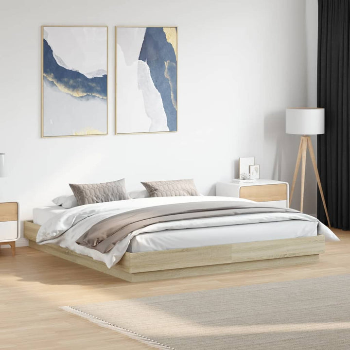 sengeramme med LED-lys 180x200 cm sonoma-eg