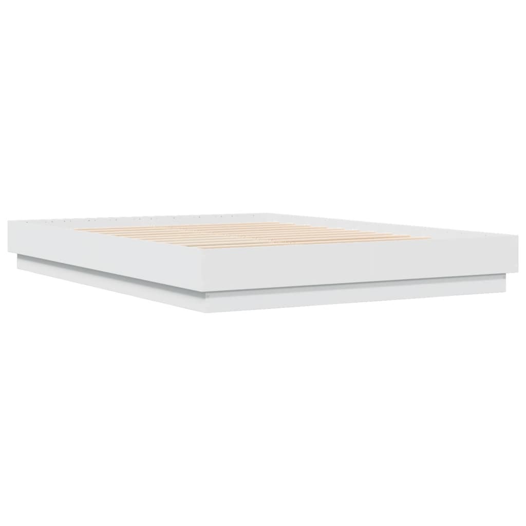 sengeramme med LED-lys 160x200 cm hvid