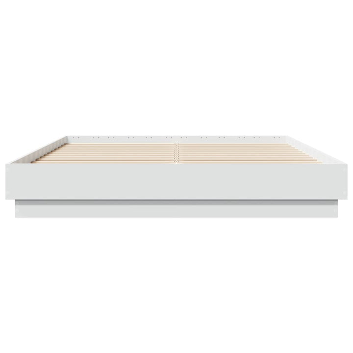 sengeramme med LED-lys 160x200 cm hvid