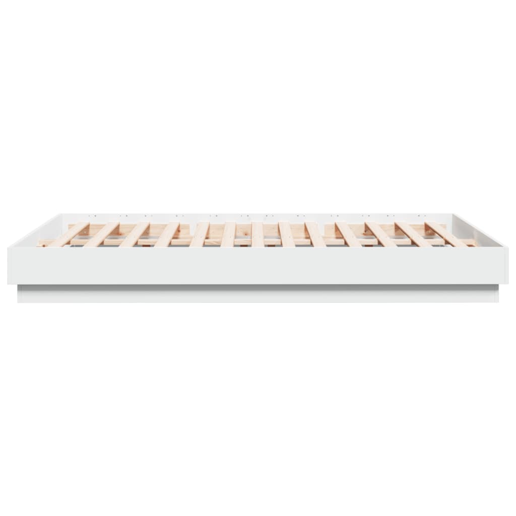sengeramme med LED-lys 160x200 cm hvid