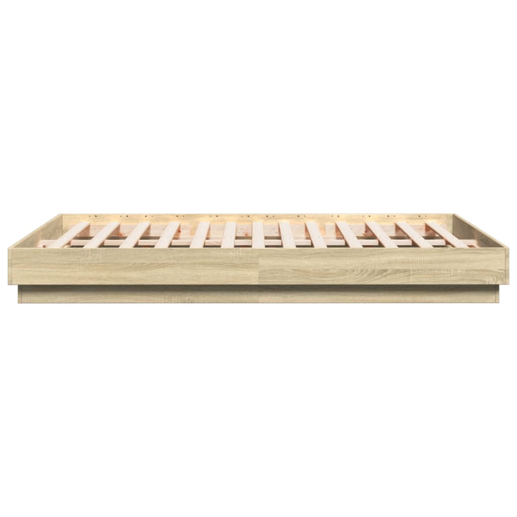sengeramme med LED-lys 160x200 cm sonoma-eg