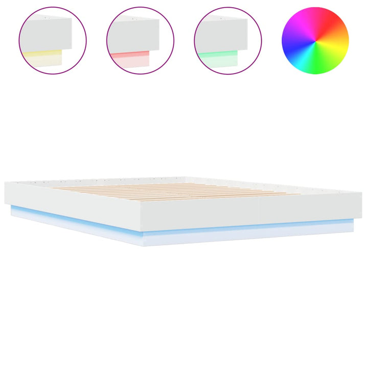 sengeramme med LED-lys 150x200 cm hvid