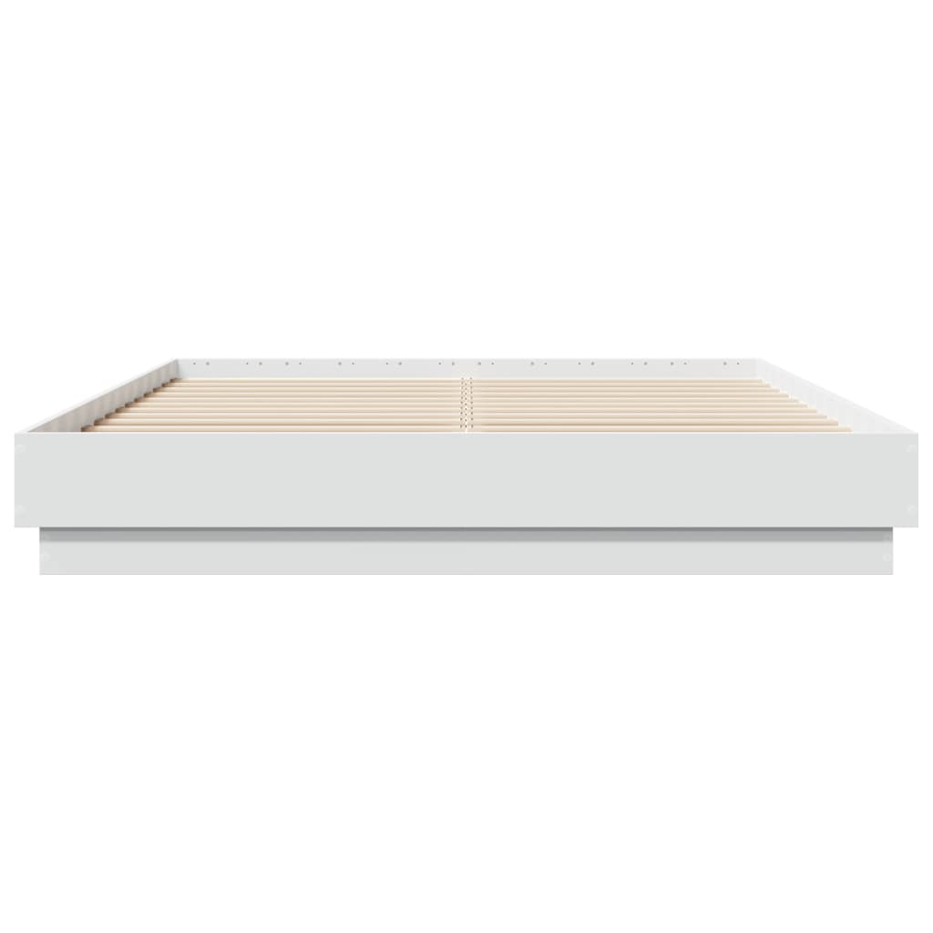 sengeramme med LED-lys 150x200 cm hvid