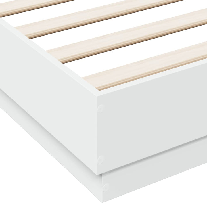 sengeramme med LED-lys 150x200 cm hvid