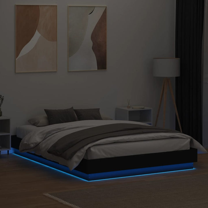 sengeramme med LED uden madras 150x200 cm sort