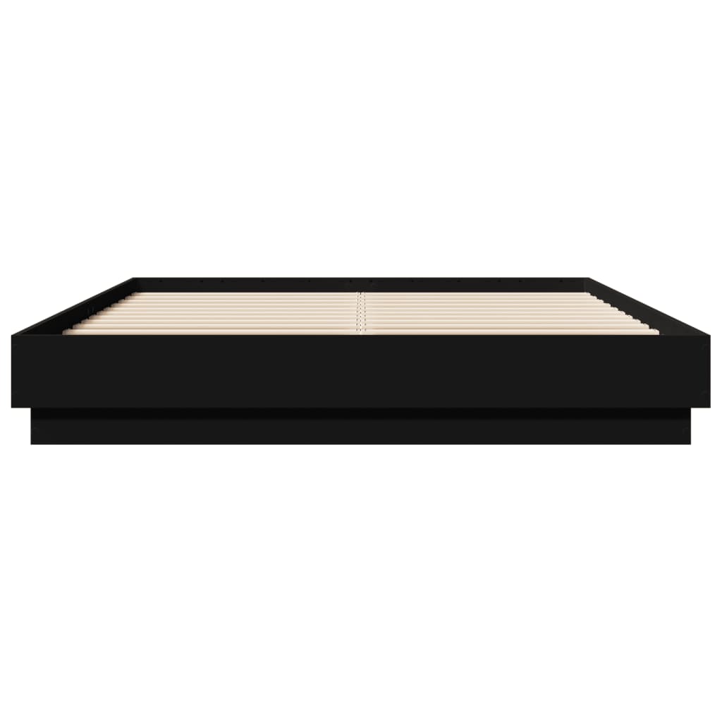 sengeramme med LED uden madras 150x200 cm sort