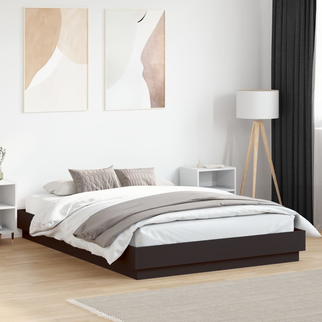 sengeramme med LED uden madras 150x200 cm sort