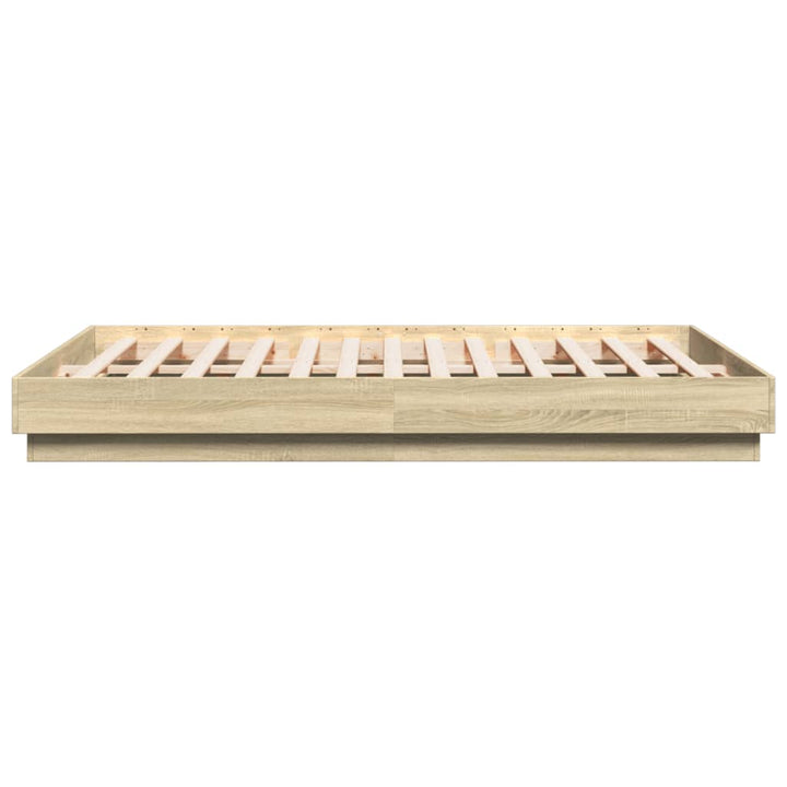 sengeramme med LED-lys 150x200 cm sonoma-eg
