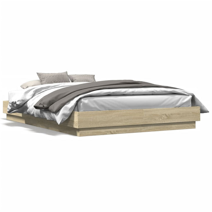 sengeramme med LED-lys 120x200 cm sonoma-eg