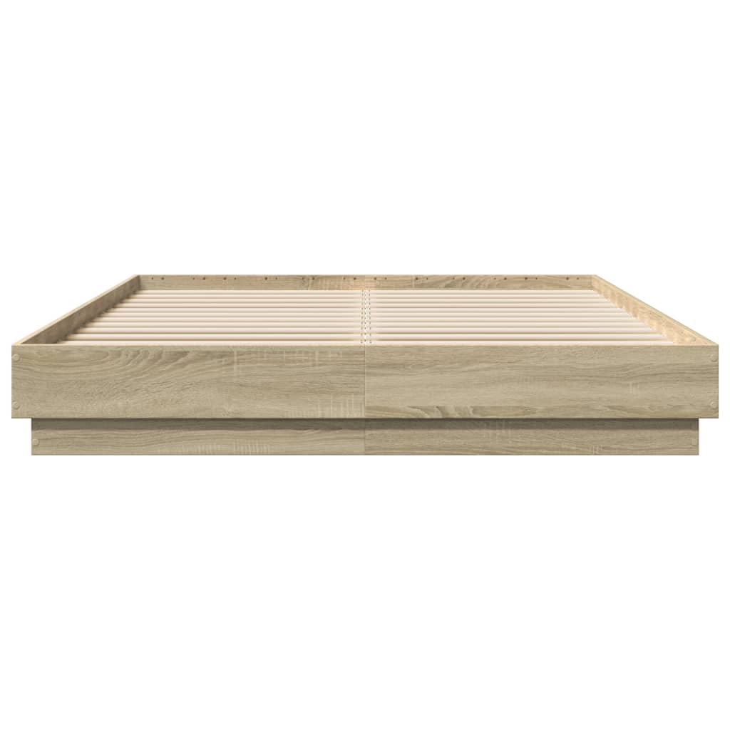 sengeramme med LED-lys 120x200 cm sonoma-eg