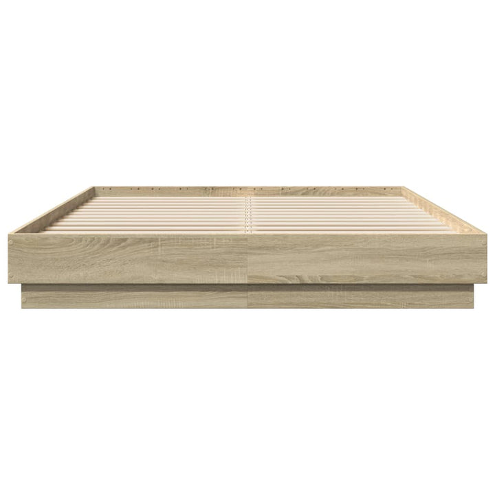 sengeramme med LED-lys 120x200 cm sonoma-eg