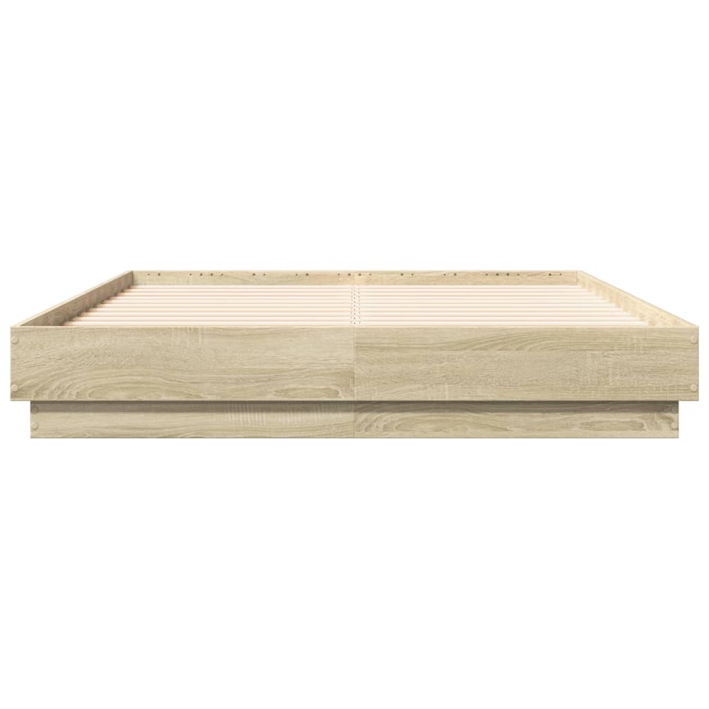 sengeramme med LED-lys 135x190 cm sonoma-eg