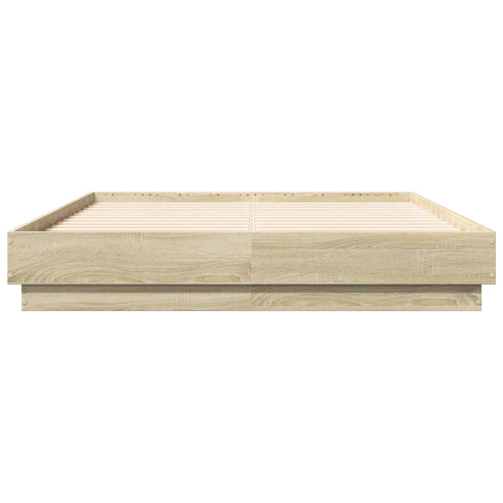 sengeramme med LED-lys 135x190 cm sonoma-eg