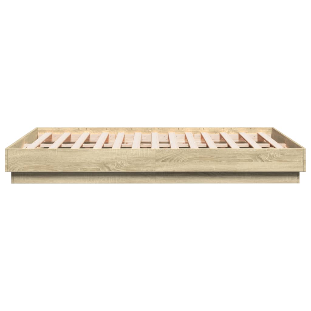 sengeramme med LED-lys 135x190 cm sonoma-eg