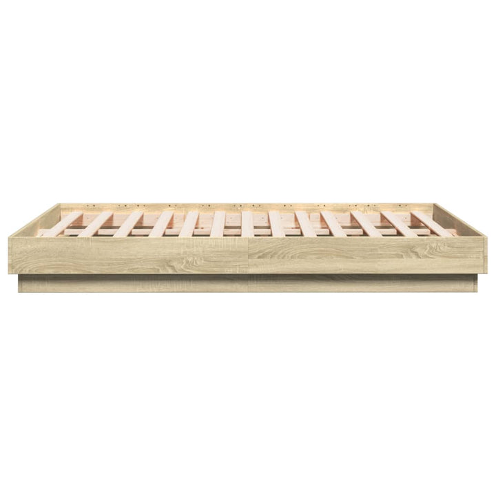 sengeramme med LED-lys 135x190 cm sonoma-eg
