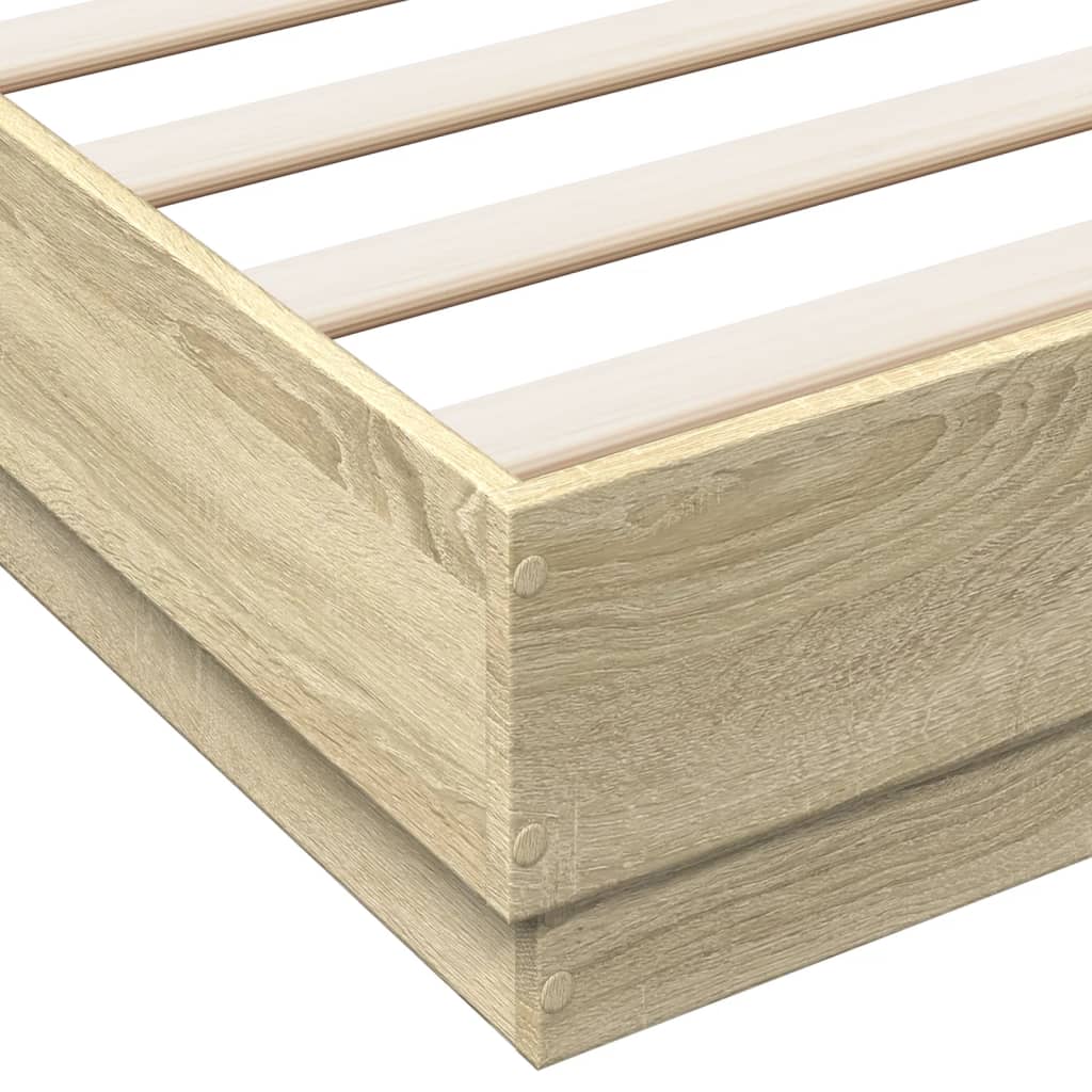 sengeramme med LED-lys 135x190 cm sonoma-eg