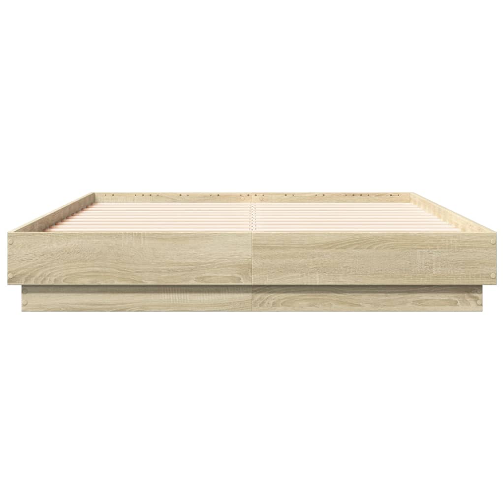 sengeramme med LED-lys 120x190 cm sonoma-eg