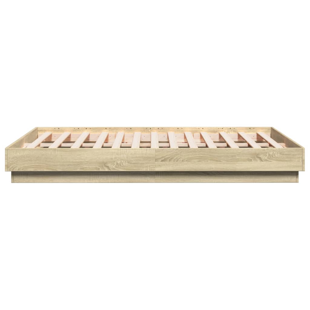 sengeramme med LED-lys 120x190 cm sonoma-eg