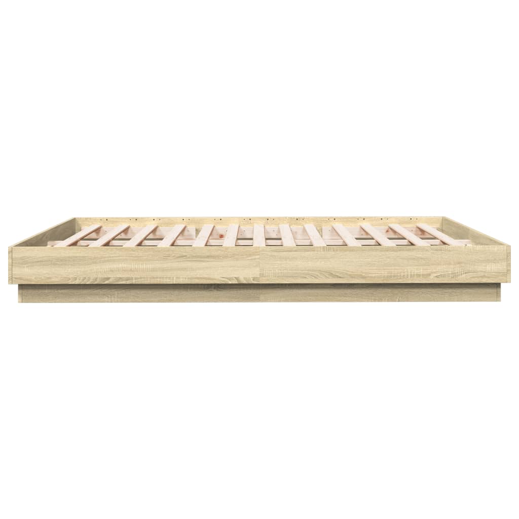 sengestel 200x200 cm konstrueret træ sonoma-eg