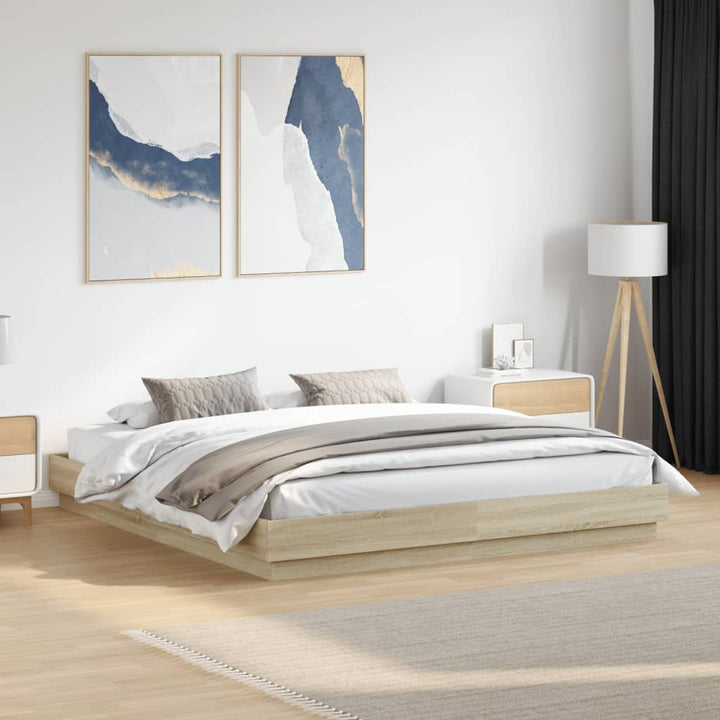 sengestel 200x200 cm konstrueret træ sonoma-eg