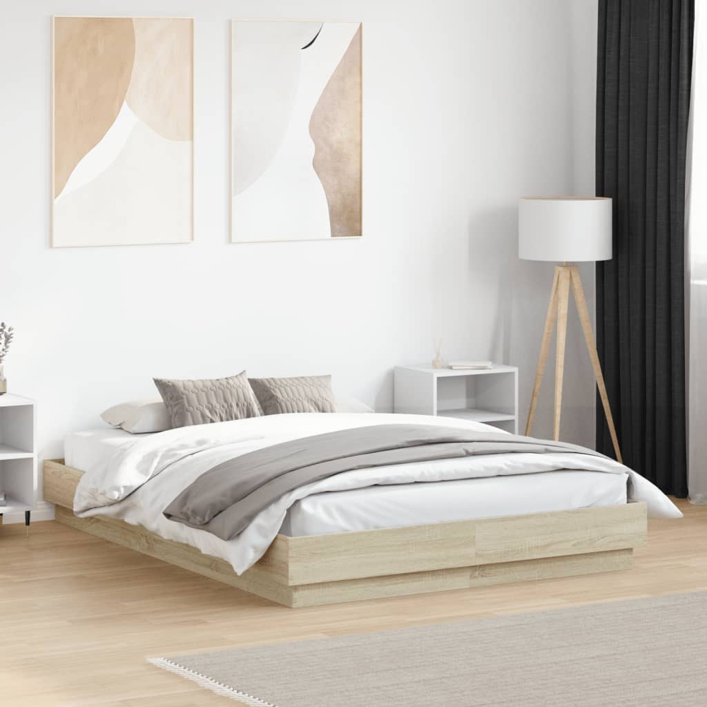 sengestel 140x190 cm konstrueret træ sonoma-eg