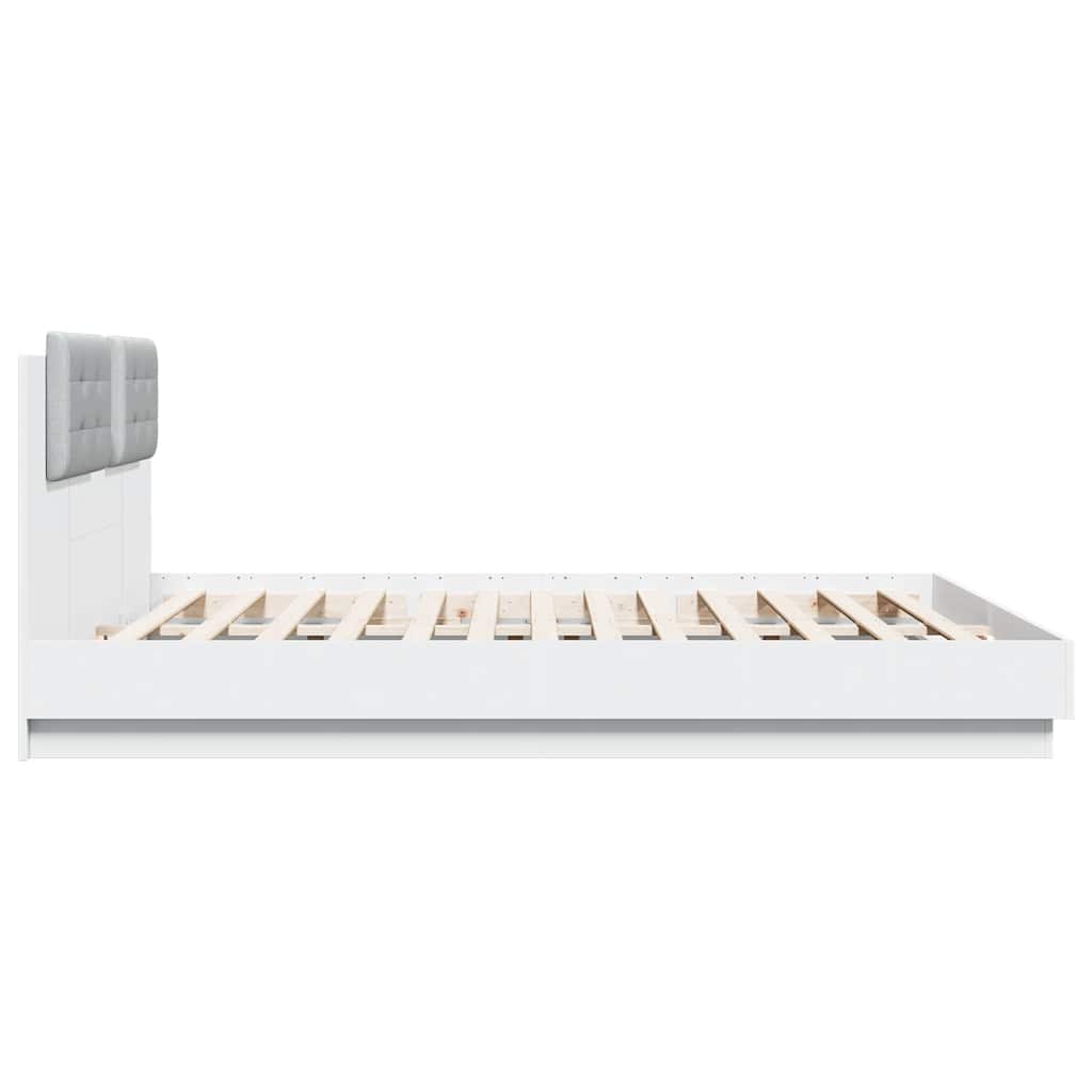 sengeramme med sengegavl 200x200 cm konstrueret træ hvid
