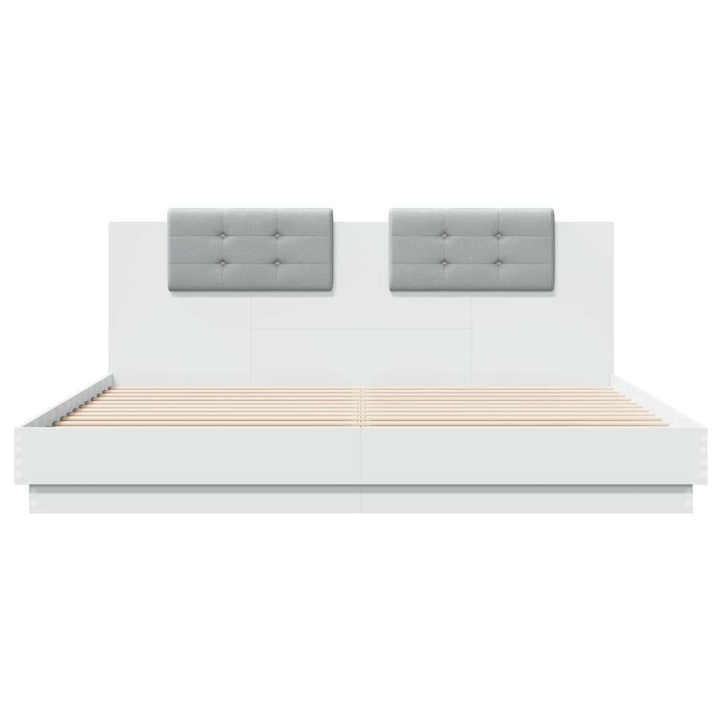 sengeramme med sengegavl 180x200 cm konstrueret træ hvid