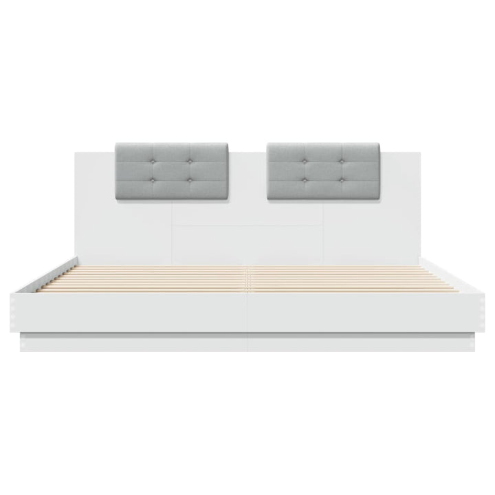 sengeramme med sengegavl 180x200 cm konstrueret træ hvid