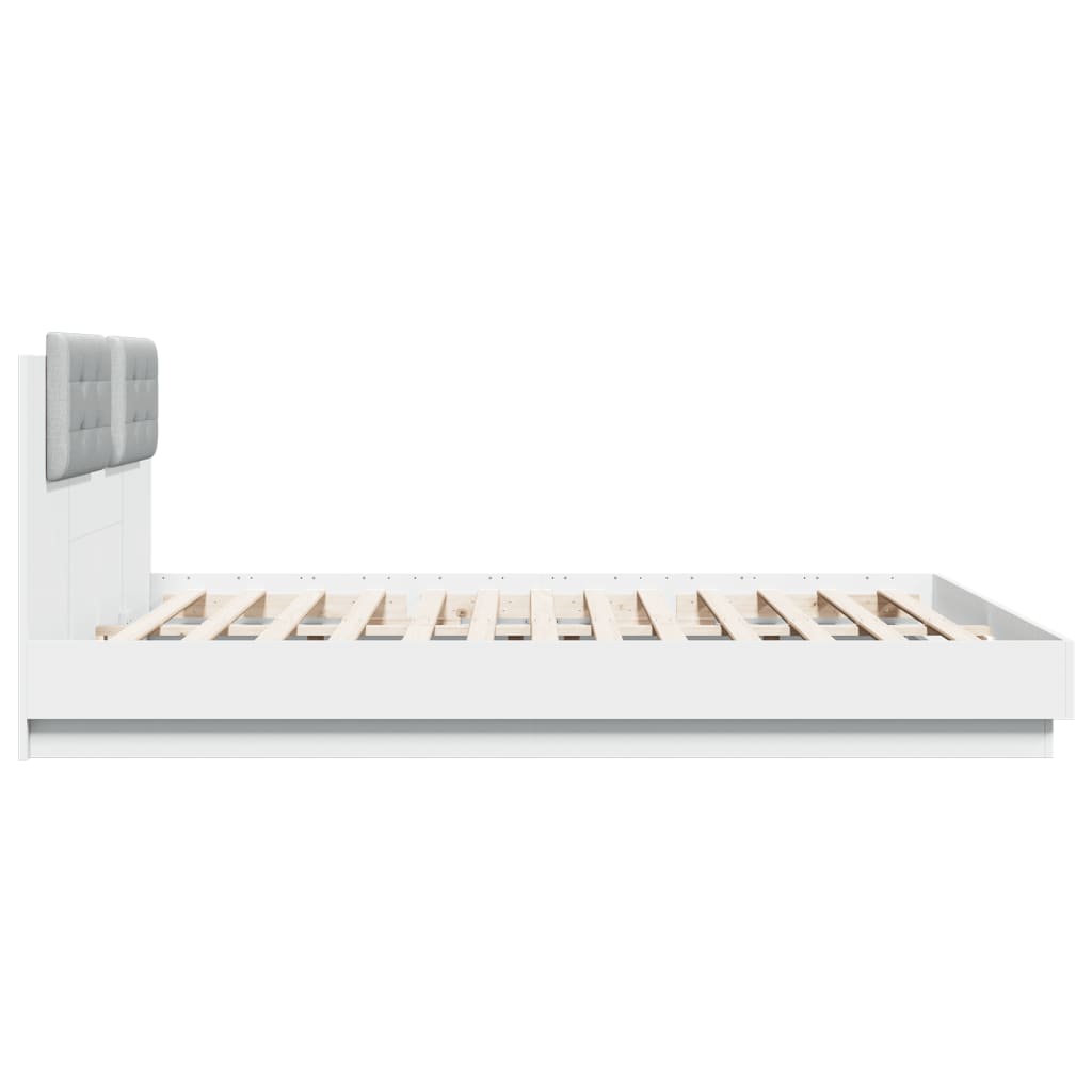 sengeramme med sengegavl 180x200 cm konstrueret træ hvid