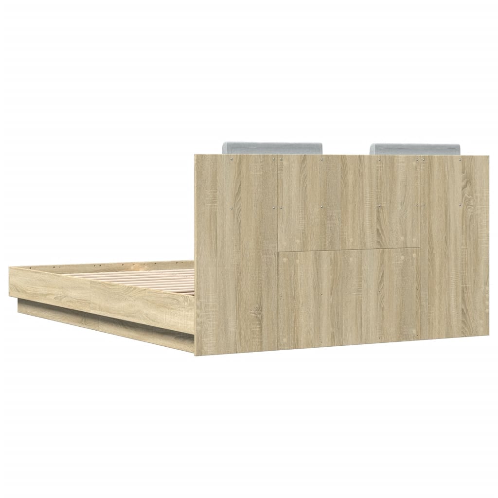 sengeramme med sengegavl 150x200 cm konstrueret træ sonoma-eg
