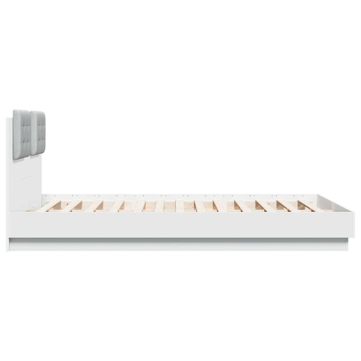 sengeramme med sengegavl 140x200 cm konstrueret træ hvid