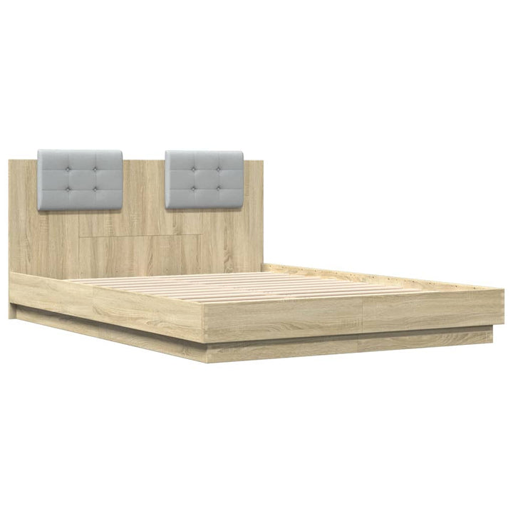 sengeramme med sengegavl 140x200 cm konstrueret træ sonoma-eg