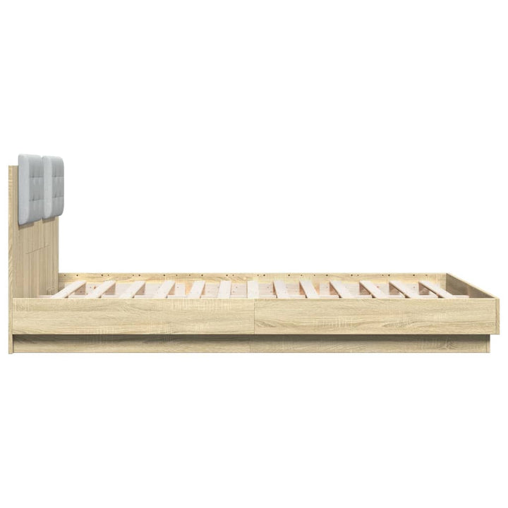 sengeramme med sengegavl 140x200 cm konstrueret træ sonoma-eg