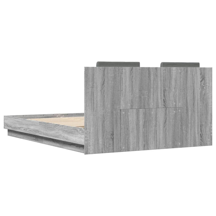 sengeramme med sengegavl 120x200 cm konstrueret træ grå sonoma
